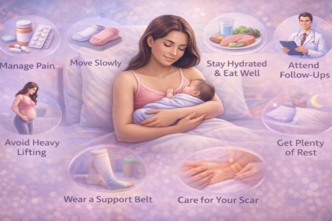 Woman healing after C-section delivery under care of Dr. Shraddha Galgali in Punawale