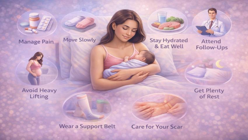 Woman healing after C-section delivery under care of Dr. Shraddha Galgali in Punawale